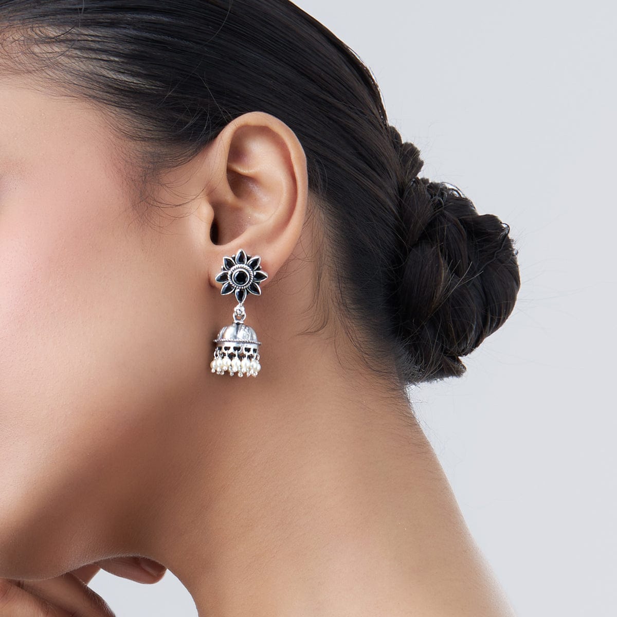Indian Traditional Bollywood Style Silver Oxidized Jhumka Jhumki Earrings  M-30 | eBay